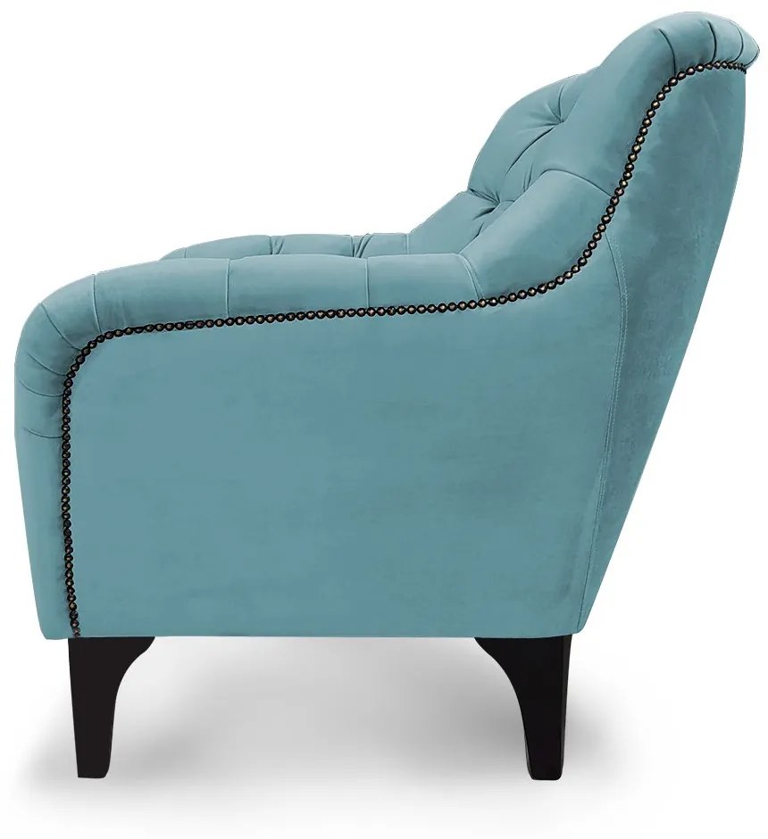 Poltrona Decorativa Roma Botonê Pés Madeira Veludo Turqueza - Sheep Estofados - Água