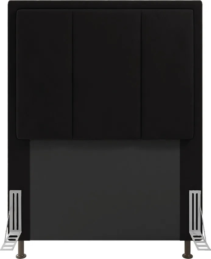 Cabeceira Solteiro Cama Box 90cm para Quarto Opala Suede M11 - D'Rossi - Preto