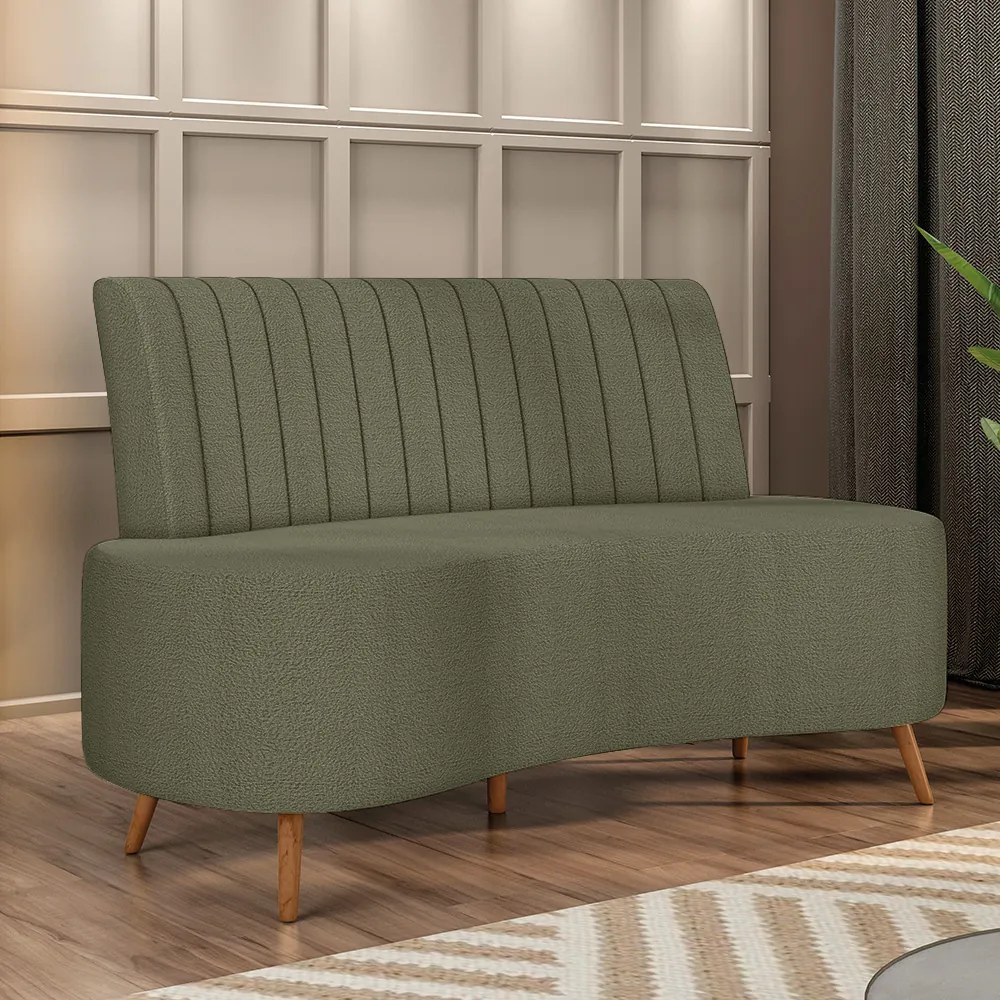 Sofá 2 Lugares Living 160cm Pé Palito Maraú Bouclê K01 - D'Rossi - Verde