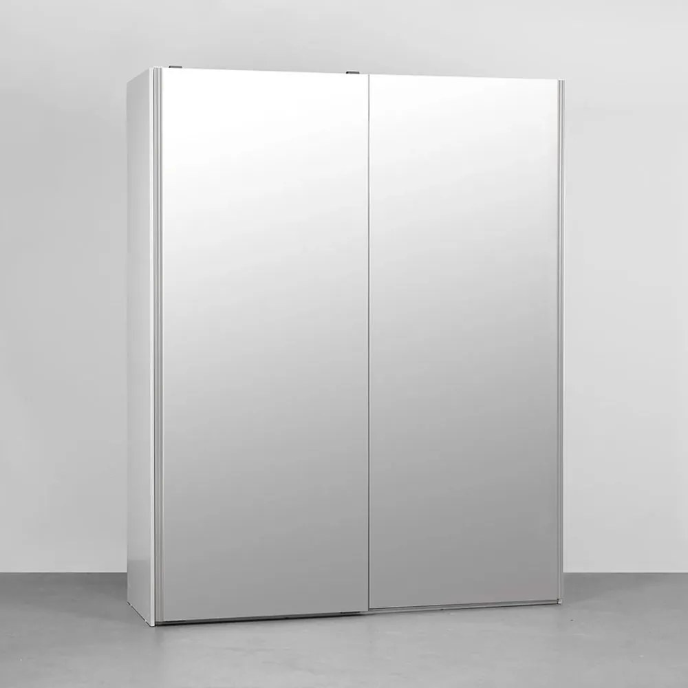 Guarda-Roupa Maxx 2 Portas de Correr com Espelho 1,83m – Branco e Prata