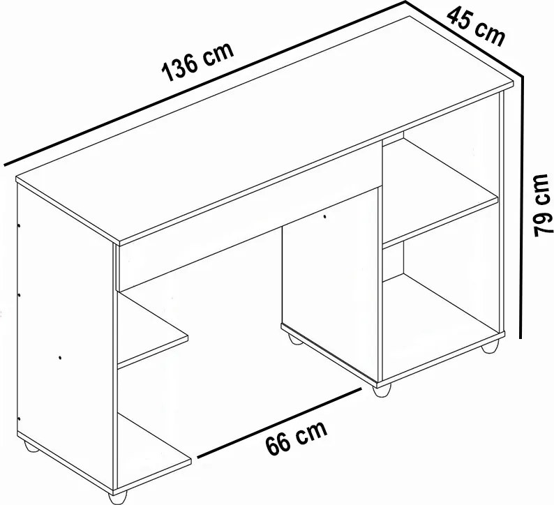 Escrivaninha Mesa Computador com Suporte Cpu 136cm Daurea A09 - D'Rossi - Atacama