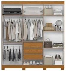 Guarda Roupa Casal 200cm 6 Portas Viny A02 Off/Cinamomo - Mpozena