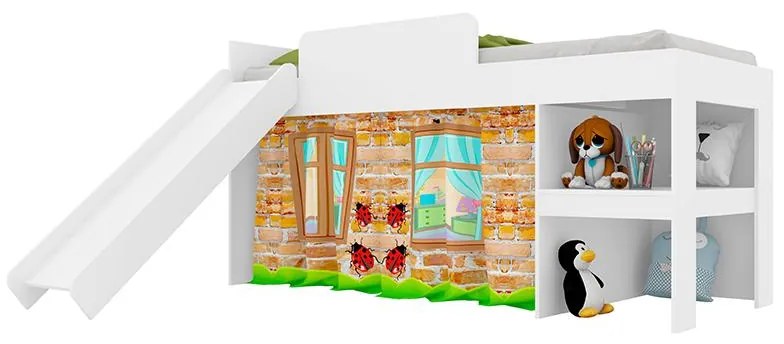 Cama Infantil Escorregador 90 Cortina Playground Meu Fofinho