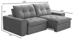 Sofá Retrátil Reclinável 3 Lugares 230cm Argon F05 Veludo Prata - Mpoz