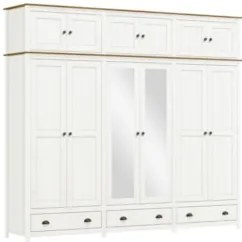 Guarda Roupa Casal 261cm Com Espelho Lázio Branco/Freijó F07 - Mpozena