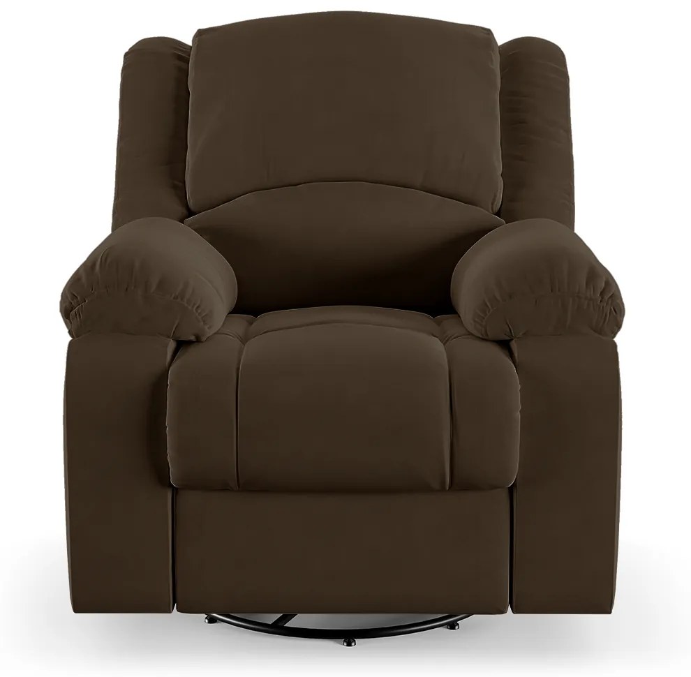 Poltrona do Papai Reclinável Sala de Cinema Madrid Glider Manual Giratória Massagem USB Veludo Marrom G23