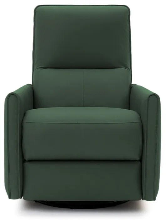 Poltrona do Papai Sala de Estar Reclinável Elétrica Palace USB e USB-C Gira Balança Couro Verde G40 - Gran Belo