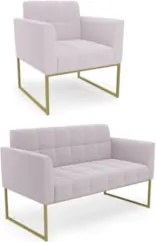 Namoradeira e Poltrona Industrial Dourado Ana Bouclé Rosê - Ibiza