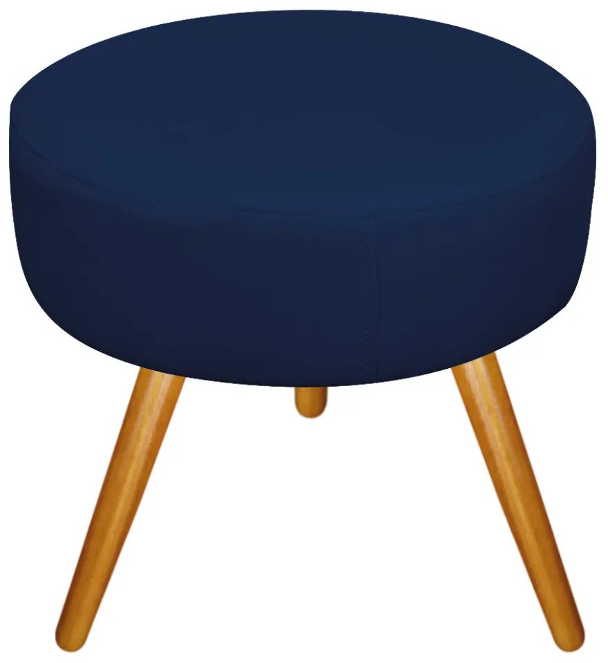 Kit 02 Puffs Sofia Palito Mel Suede Azul Marinho - ADJ Decor