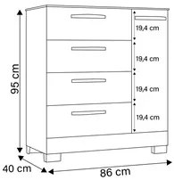 Cômoda Sapateira para Quarto 1 Porta 4 Gavetas Quad Plus P11 Damasco/O