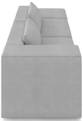 Sofá 5 Lugares 343cm Com Puff Direito Fay Veludo Cinza Z55 - Mpozenato