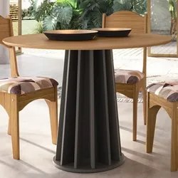 Mesa De Jantar Redonda 4 Lugares Thalia D01 Freijó/Preto Fosco - Mpoze