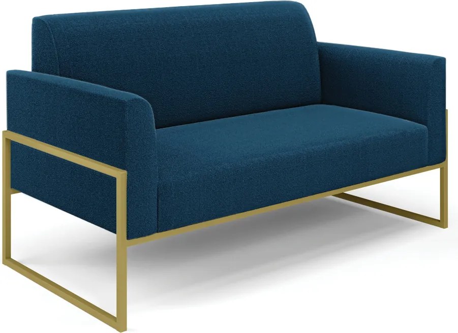 Sofá 2 Lugares Namoradeira Industrial Alta Dourado Marisa Bouclê Azul