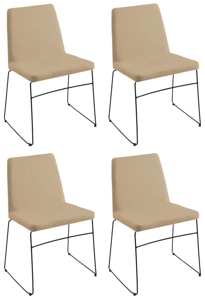 Kit 4 Cadeiras Decorativa Sala de Jantar Anne Linho Bege G17 - Gran Belo