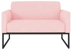 Poltrona Namoradeira 2 Lugares Base Industrial Preta Maressa S19 Suede
