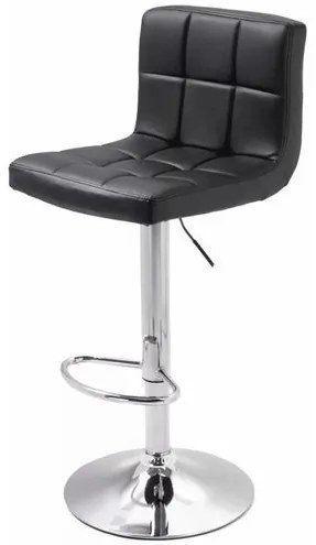 Banqueta Istambul Couro Ecológico Preto Base Disco Ajustavel Cromada 115 cm - 70781 Sun House