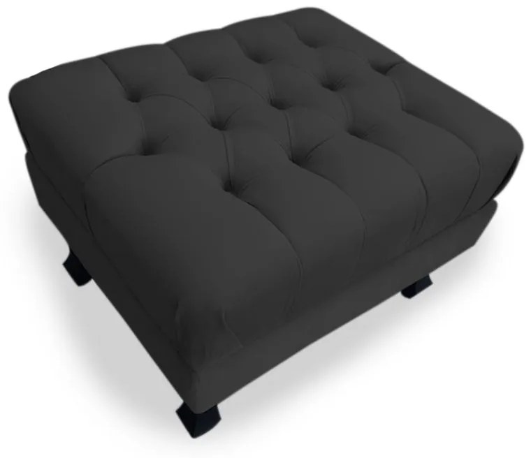 Puff Baú Decorativo Luis XV Capitonê 60x50cm Suede Preto - Sheep Estofados - Preto