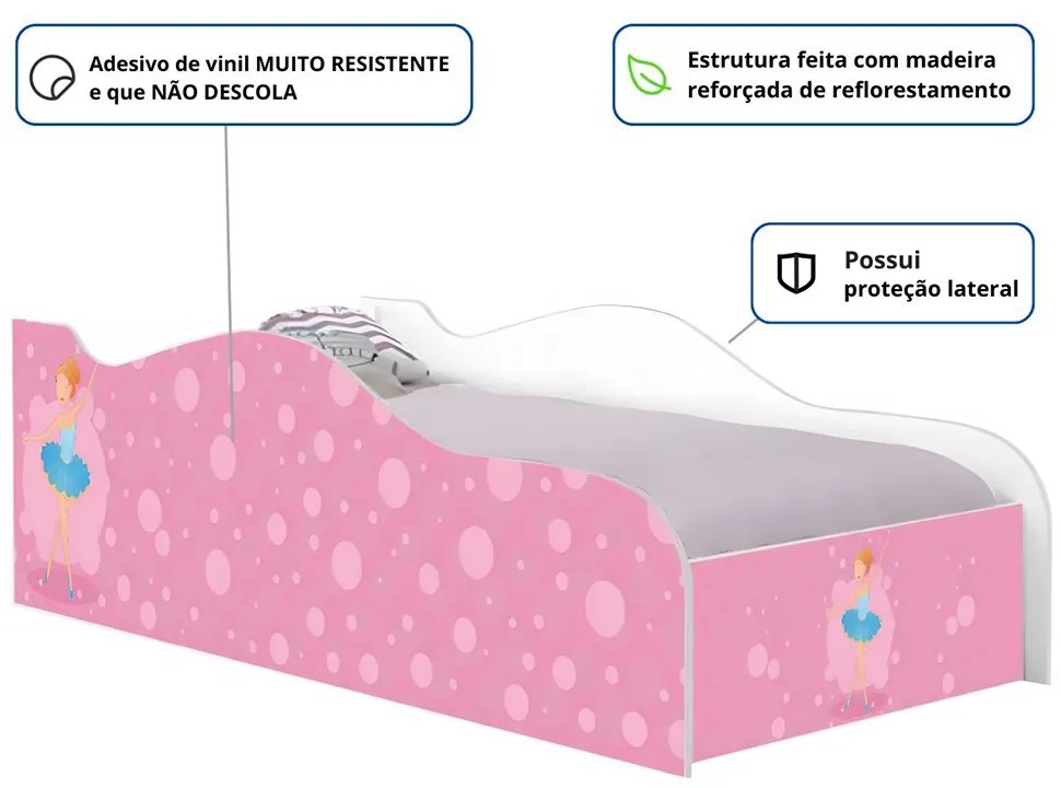 Mini Cama Infantil 157,5x72,5cm com Proteção Lateral Personagens K02 - D'Rossi - BAILARINA CLÁSSICA