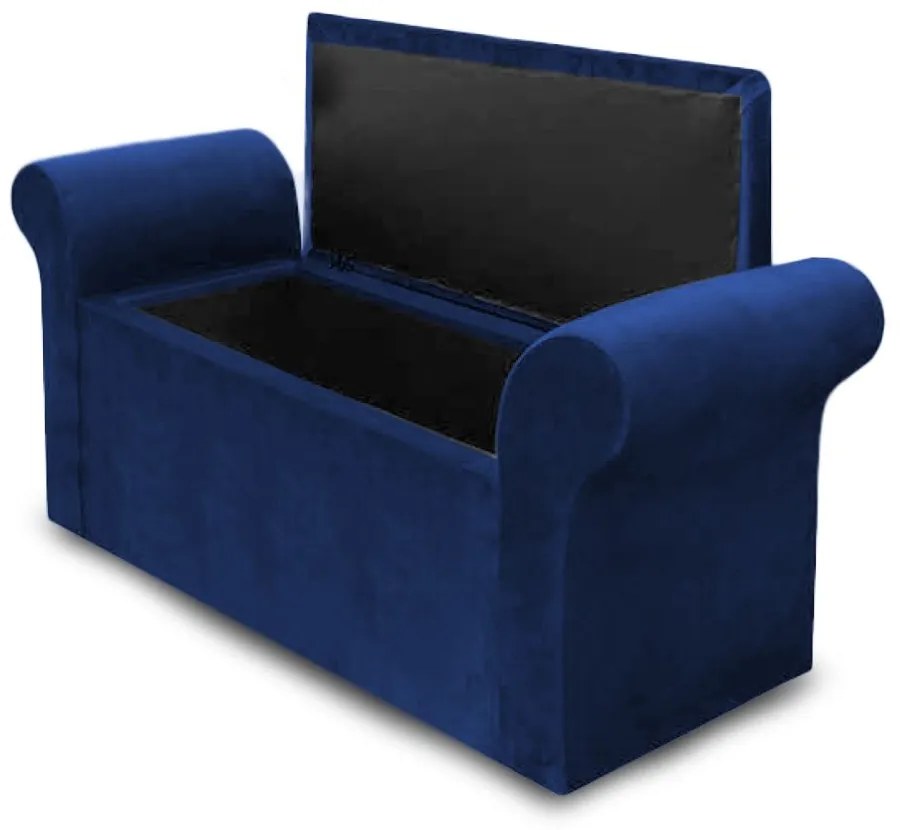 Recamier Calçadeira Baú Miami Veludo Azul - Simbal - Azul