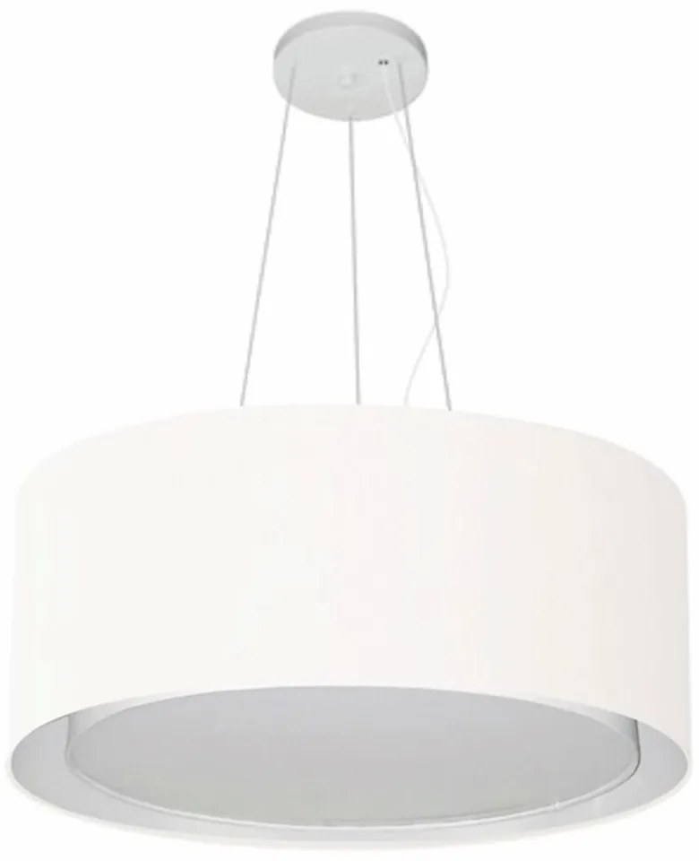 Lustre Pendente Cilíndrico Duplo Md-4124 Cúpula em Tecido 50x25cm Branco - Bivolt