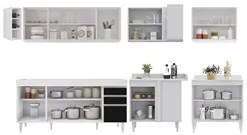 Armário de Cozinha Modulado de Canto 7 Peças CP34 Balcão sem Tampo Bra