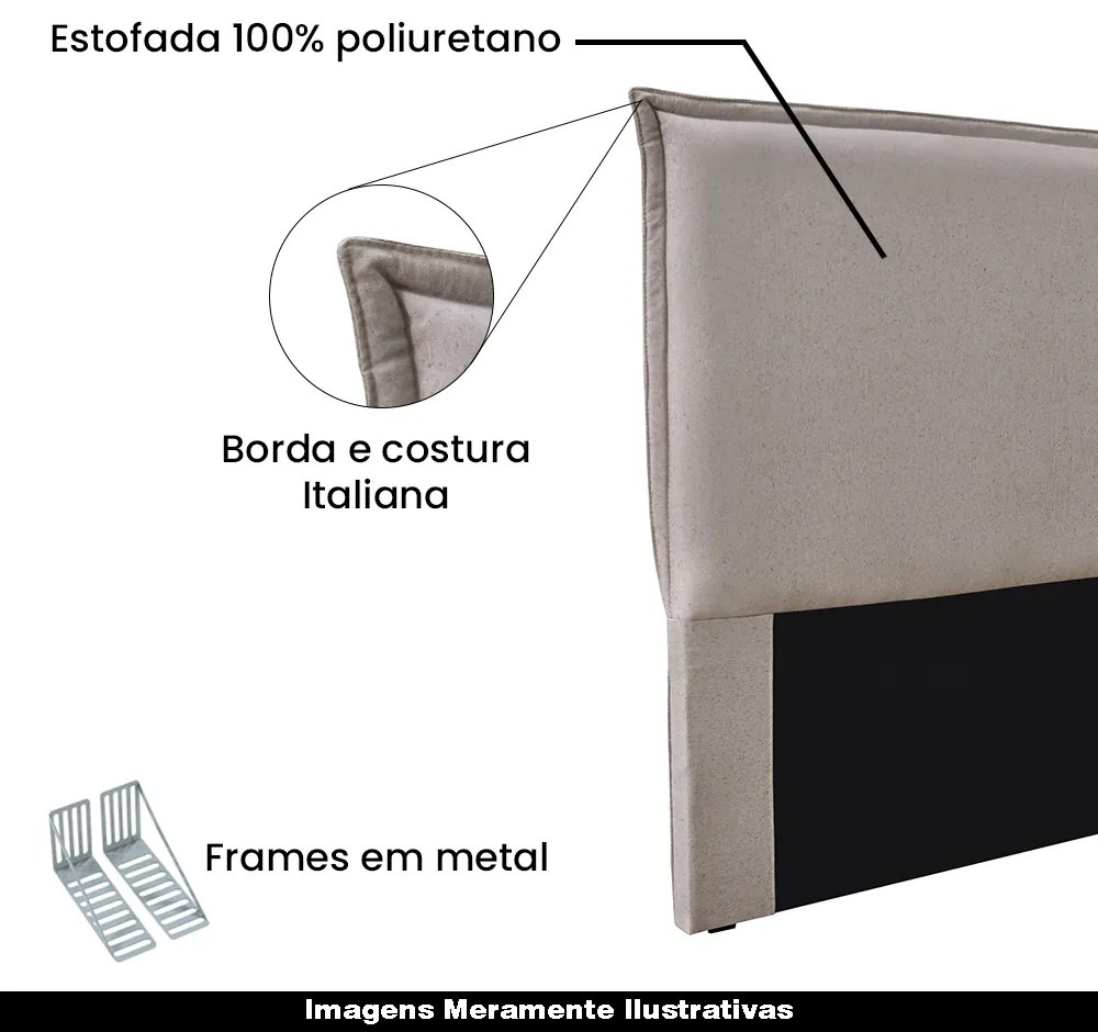 Cabeceira Decorativa Casal 1,40M Trento Linho Areia G63 - Gran Belo