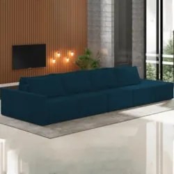 Sofá Ilha Modular com Puff para Sala Living 392cm Georgia Z08 Veludo A