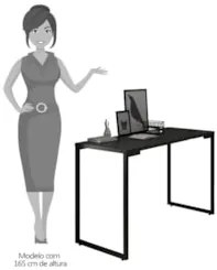 Mesa Escritório 120cm Estilo Industrial New Port Z34 Preto - Mpozenat