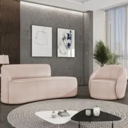 Sofá 3 Lugares 180cm Wendi e Poltrona Steve Boucle Rose I01  - Mpozena