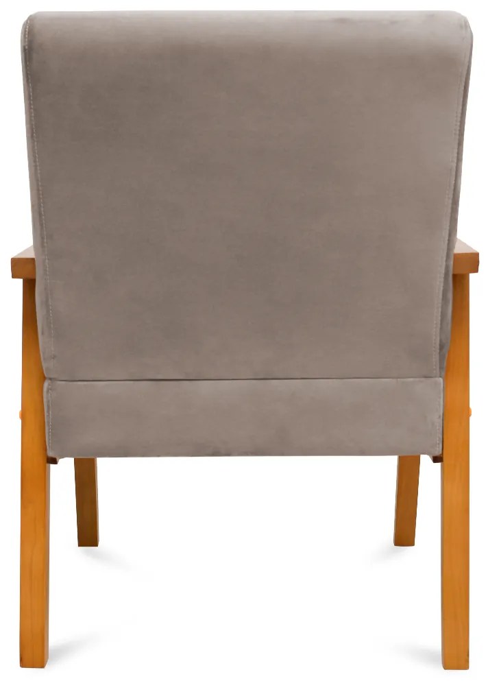 Poltrona Decorativa Alexa Braça de Madeira Suede Bege - Sheep Estofados