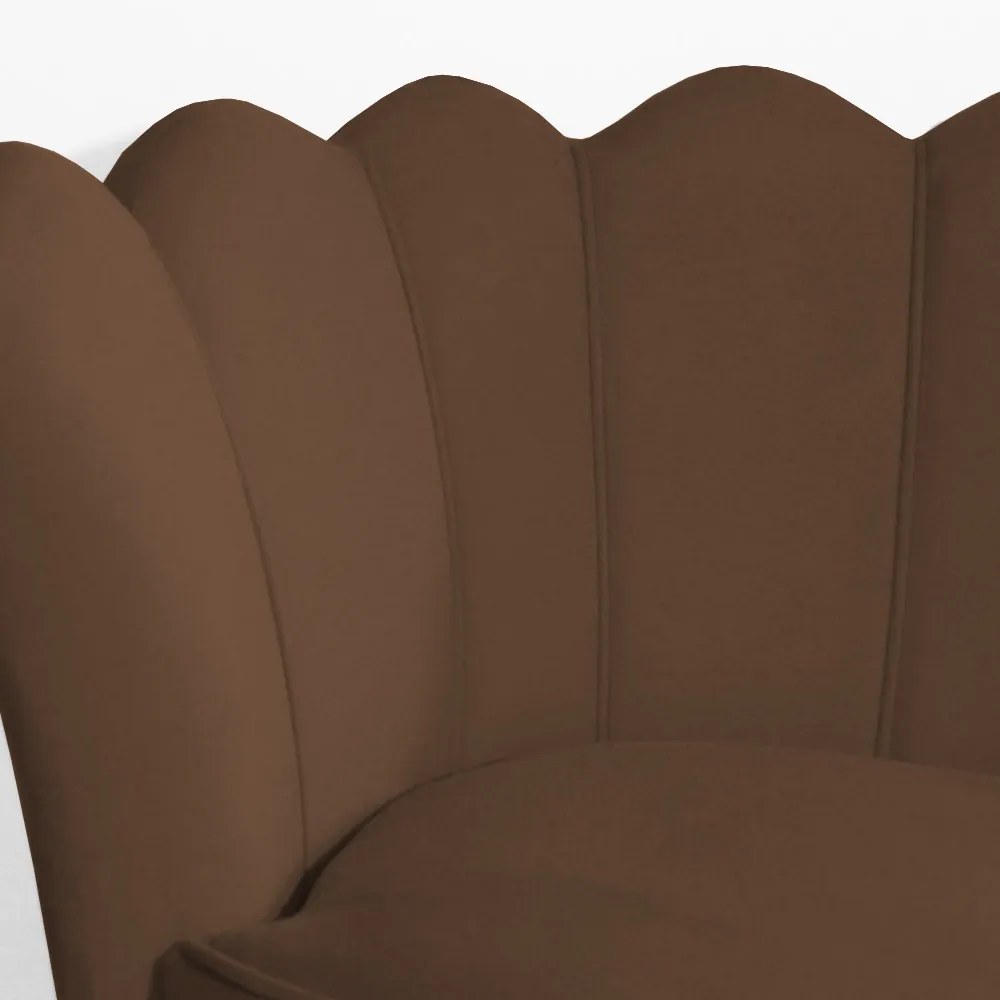 Poltrona Decorativa Dália Pés Palito Veludo Marrom