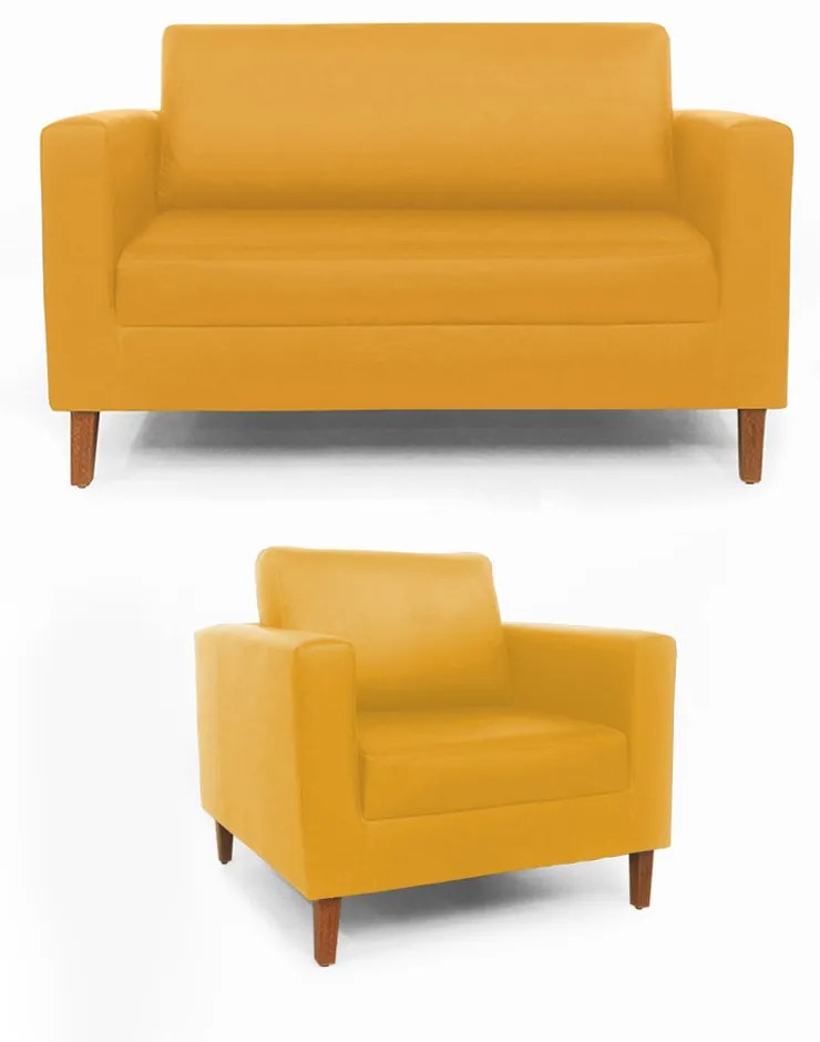 Conjunto Namoradeira + Poltrona Gabriela Courino Amarelo