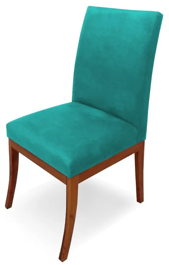 Conjunto 2 Cadeiras Raquel para Sala de Jantar Base de Eucalipto Suede Azul Tiffany