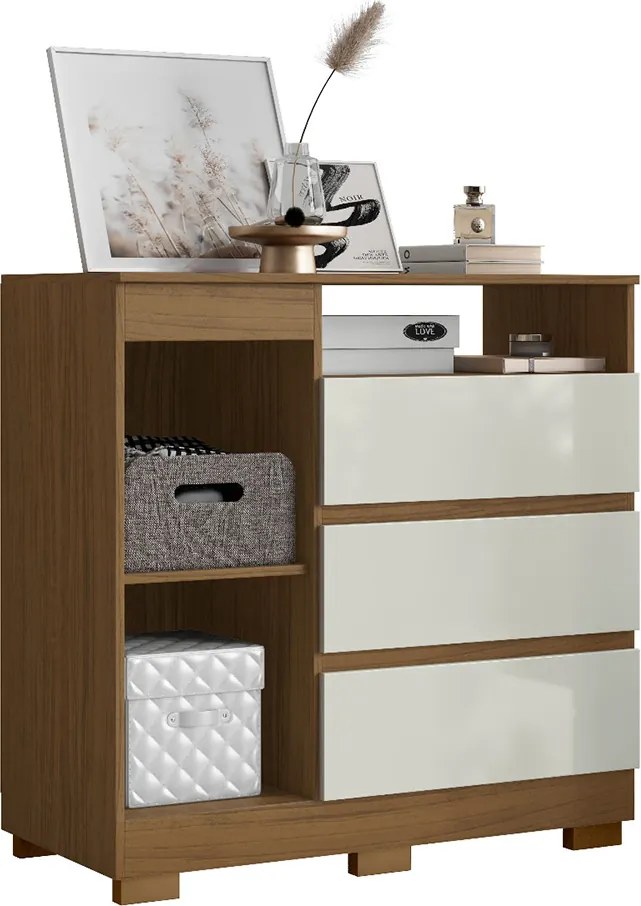Cômoda Quarto com 1 Porta Sapateira 97cm Tayna Atacama/Off White A09 - D'Rossi