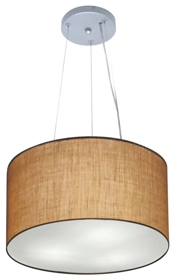 Lustre Pendente Cilíndrico Md-4009 Cúpula em Tecido 40x21cm Palha - Bivolt