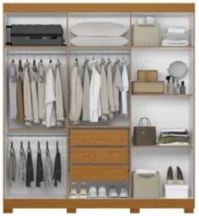 Guarda Roupa Casal 200cm com Espelho Viny A02 Cinamomo - Mpozenato
