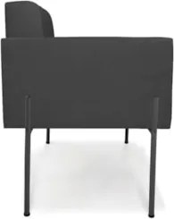 Poltrona Sala Pé Metal Preto Kit 2 Ana Sintético Preto - Ibiza