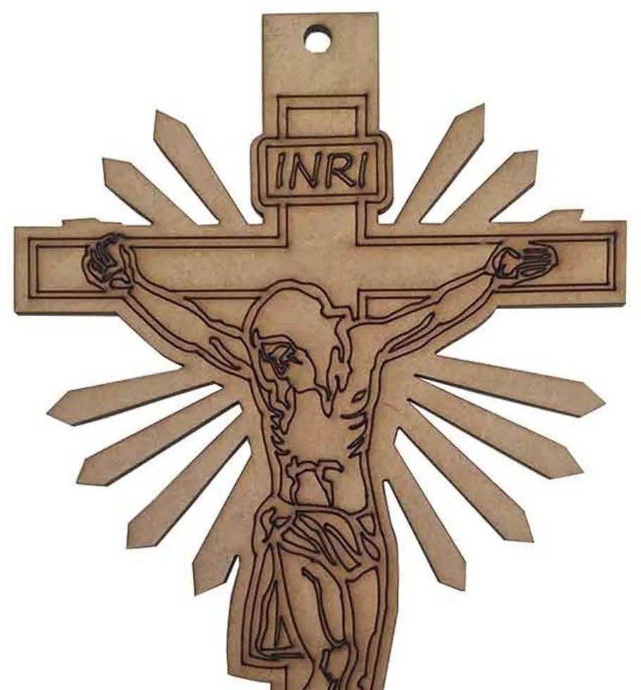 Cruz Decorativa Crucifixo Religioso Mdf Cru 3mm 22x14 - D'Rossi