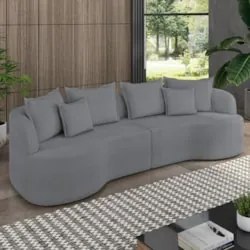 Sofá 4 Lugares 290cm Orgânico Quito Z08 Boucle Grafite - Mpozenato
