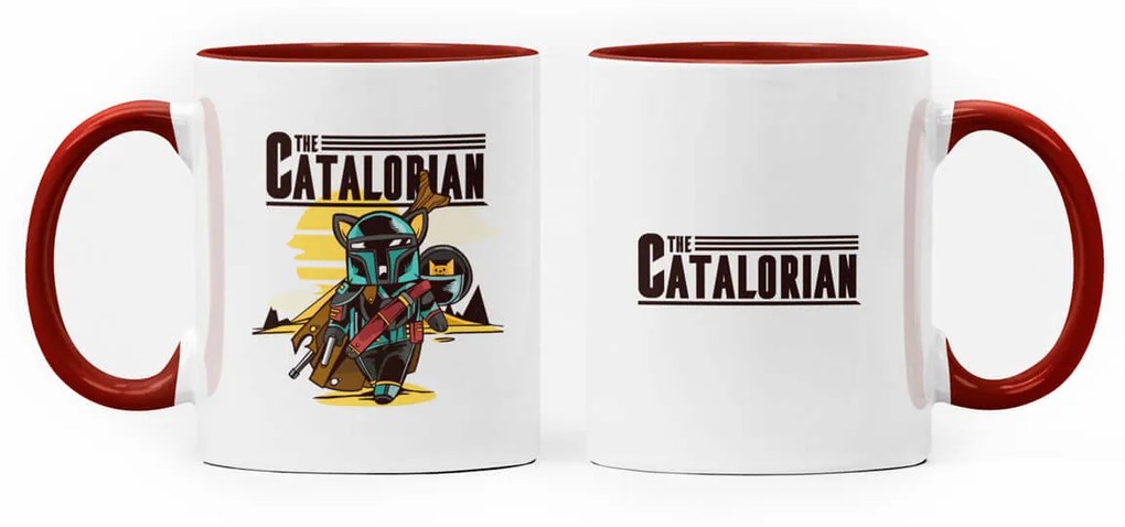 Caneca The Catalorian Mandalorian Nerd Branca com Alça Marrom