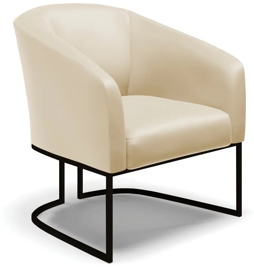 Poltrona Decorativa Industrial Preto Stella Sintético Bege D03 - D'Rossi
