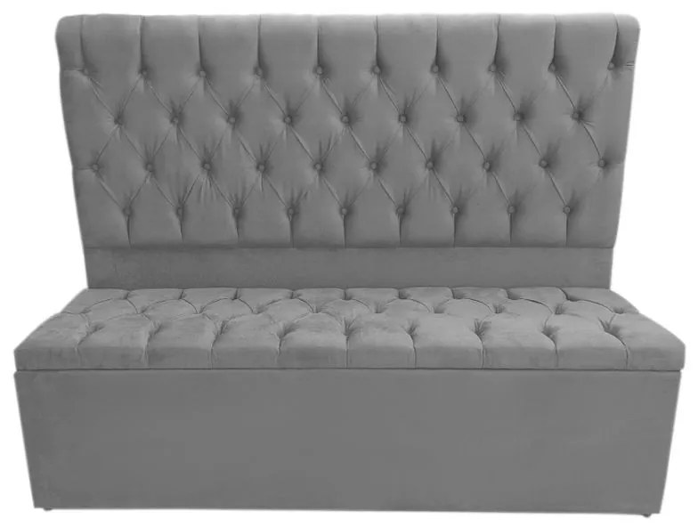 Cabeceira com Calçadeira Baú Casal 140cm Nicole Suede Cinza - Sheep Estofados - Cinza