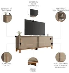 Rack Bancada Para TV 65 Pol 180cm Lucca Areia/Freijó C01 - Mpozenato