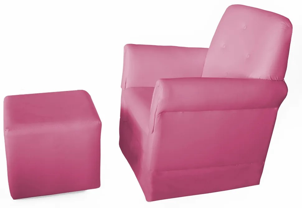 Poltrona Suzi Amamentação Balanço + Puff Suzi Courino Pink