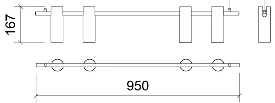 Pendente Tube Transpass Barra Linear Simetrico 5,7X16,7X95Cm Alumínio... (CHAMPANHE)