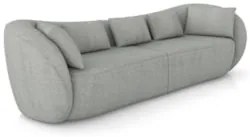 Sofá 3 Lugares 252cm Orgânico Pé Madeira Yume Linho Cinza Z55 - Mpozen