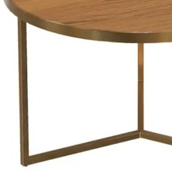 Mesa de Centro Redonda Baixa Pé Metal Thor Cinamomo/Dourado E05 - Mpoz