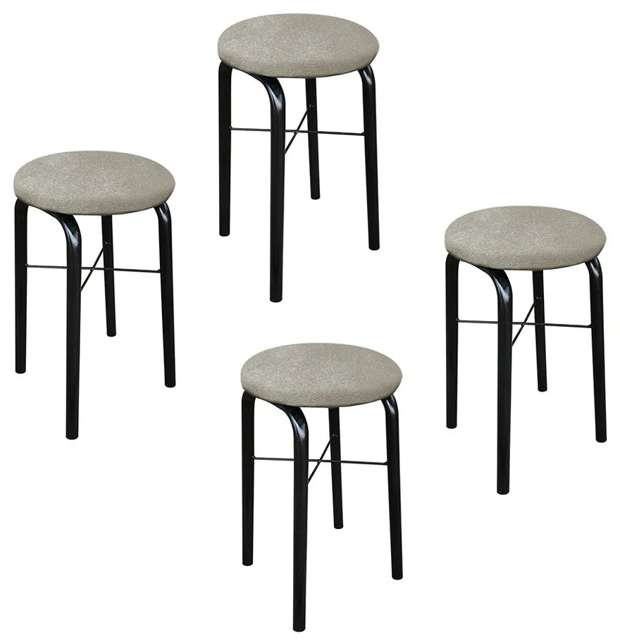 Kit 04 Banquetas Baixa Manu Suede - Marrom Rato