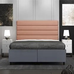 Cabeceira com Base Cama Box Casal Queen 158x198 Hit ID5 Suede Cinza/Li