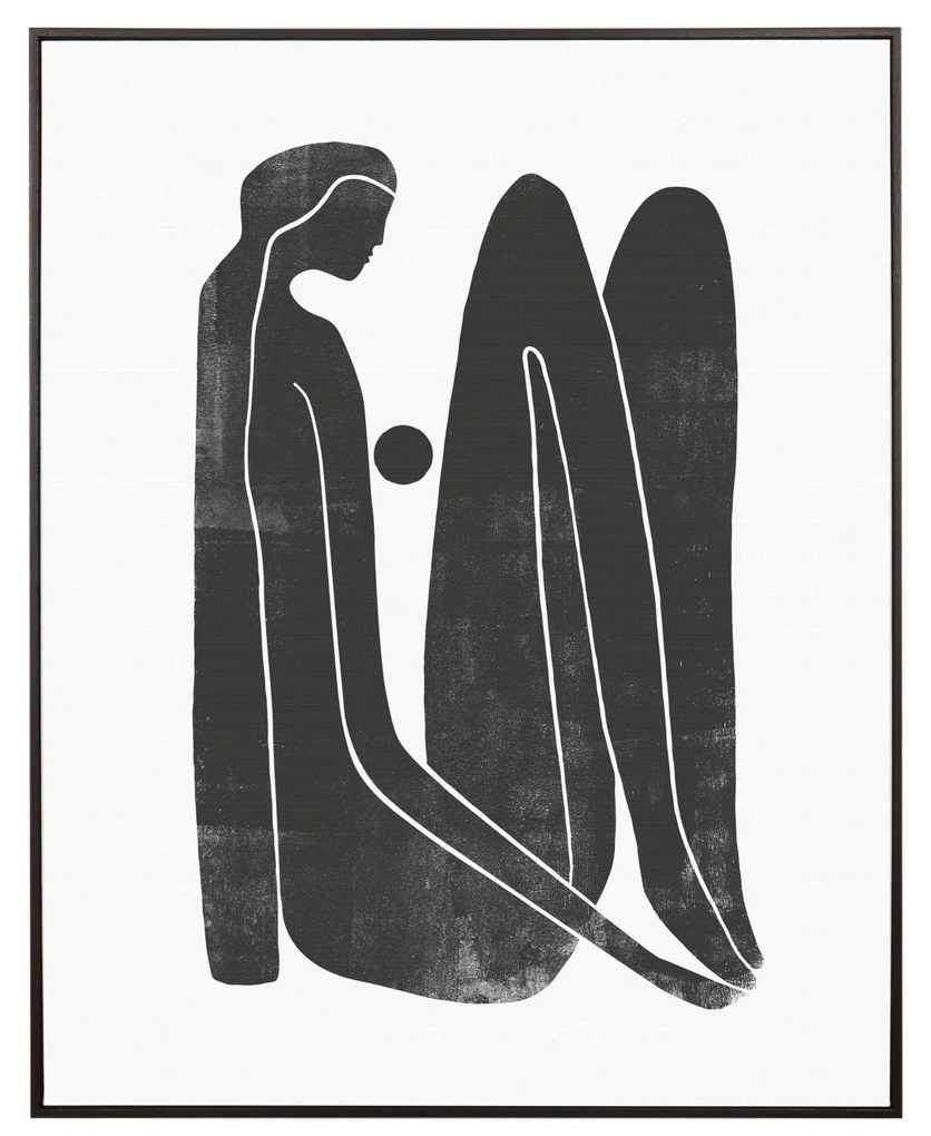 Quadro Decorativo em Canvas Desenho Preto Mulher Sentada 100x80 cm - D'Rossi